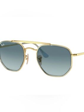 Ray-Ban Gold Metal Sunglasses with Blue Gradient Lenses